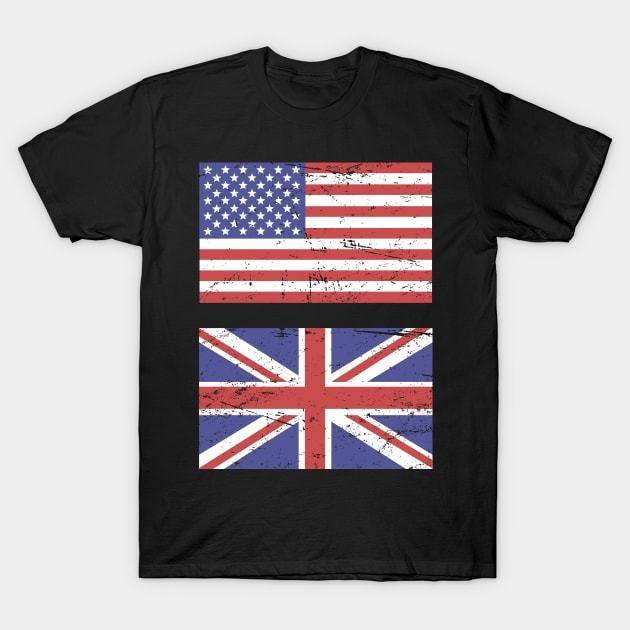 United States Flag & Great Britain Flag T-Shirt by MeatMan